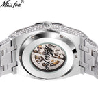 MISSFOX watch European and American explosion models full diamond hollow mechanical watch waterproof luminous stainless steel men's watch V301 Mechanical