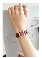 GUOU 8214 Women's Watches Square Pattern Temperament Versatile Rhinestone Wrist Watch Waterproof Quartz Belt Watch Women's Watch