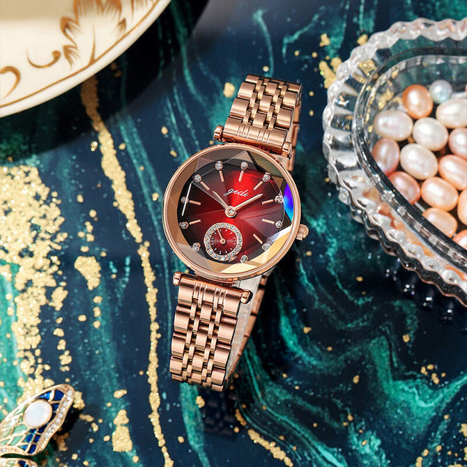 GEDI New Light Luxury Style Small Green Watch Waterproof Watch Ladies Personalized Independent Fashion Watch 8019 Steel strap