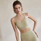 Women Yoga Sports Bra Temperament Back Gathering Running Vest lady top 9815