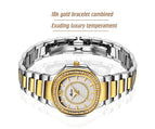 Missfox 2549 popular diamond inlaid leisure fashion women's watch gold waterproof quartz watch women's Casual watch