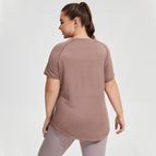 Large Size Long Thigh-Length Thin Yoga Mesh Beauty Back Breathable Short Sleeve yoga Running Fitness Top Sportswear for Women YY186