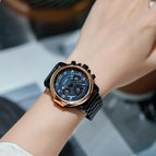 GUOU 8216 women's fashion aggressive large dial women's watch handsome ins high-grade black steel band watches for women ir men
