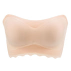 Plus size Strapless bra large size gathered anti-slip thin bra anti-drop no wire invisible wireless lace underwear