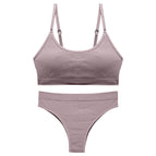 Women's underwear set plus size no steel ring beautiful back vest thin large size comfortable Panties and bra set 1605
