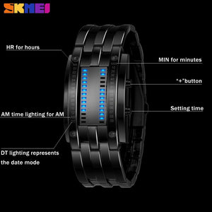SKMEI Creative Watches Sport Watch Men Stainless Steel Strap LED Display Watches Waterproof Digital Watch