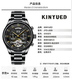 KINYUED Swiss Solid Stainless Steel Band Men's Tourbillon Automatic Mechanical Watch JYD-J009