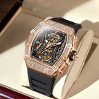 ONOLA diamond-studded live fashion sports automatic mechanical watch men's silicone strap waterproof ON3828D