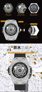 KIMSDUN foreign trade explosion diamond inlaid fashion trend creative men's watch silicone luminous waterproof sports quartz watch K109D
