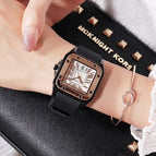 [Ready stock]GUOU fanshion Women Watches Lady Luxury Wristwatches Rubber Silicon Dress Square Quartz Watch