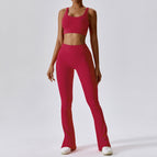 New Leisure Sports Yoga women Suit Thread Wide Leg Micro Horn Pilates Back Fitness running yoga Suit Set TZ8056-6 TZ8056-7