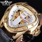 Winner European American Style Men's Fashion Casual Hollow Triangle Large Dial Automatic Mechanical men Watch SLZg65