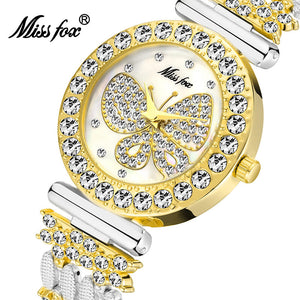 MISSFOX high-end fashion temperament diamond-studded butterfly ladies quartz watch tide 2030