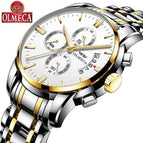 OLMECA Men Watch Chronograph Sport Mens Watches Top Brand Luxury Waterproof Full Steel Quartz Gold Clock Men Relogio Masculino
