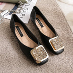 Flat fashion single shoes women's 2022 spring new Korean Square Head shallow mouth scoop shoes large flat bottom women's shoes 555-3