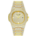 PINTIME Steel band watches Baida Diamond Star Men's and Women's wristwatch Calendar Quartz watch popular Watch for mowen