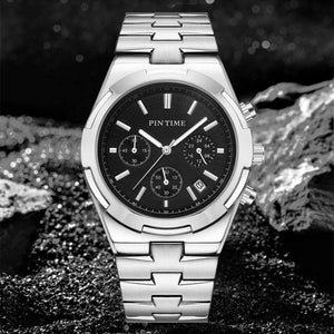 Pintime Men's Watch Fashion Casual Stainless Steel Strap Six-Pin Multifunctional Waterproof Quartz Men Watch 3008