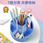 360 degree rotary 7-grid pen holder student creative football rotary pen holder desktop storage plastic storage box