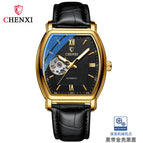 CHENXI High-end mechanical watch men's automatic fashion square hollow watch men's waterproof mechanical casual men watch CX-8815A