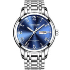 Kingnuos 1758 Double Calendar Steel Band Watch Round Genuine Quartz Watch Business Non Mechanical Watch