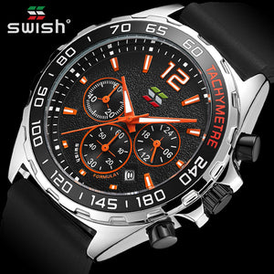 SWISH Watch Men's Multifunctional Chronograph Luminous Sport Men's Watch Silicone Quartz Waterproof Watch SW192