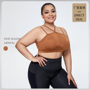 New plus size sports Bra Back Cross Double-Shoulder Strap Sports Bra Large Size High Strength Gather Yoga sports top DB7013