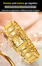 PINTIME Simple Square Diamond Women's Quartz Watch Casual Bracelet Women's Watch 1231