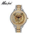 Missfox women watch fashion personality leopard set diamond British ladies watch V199