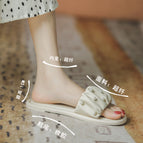 Slippers women's 2021 summer new pearl pleated flat bottom all-match outer wear soft bottom one word sandals and slippers 3313-2A