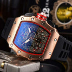 Men's Watch European and American Carbon Fiber Texture Fashion Quartz Watch Barrel-Shaped Quartz Sports Watch 1035