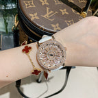 【Large stock】Diminnie Korean Version Full Diamond Belt Women's Watch Fashionable Classy Rotating Large Dial Ladies