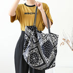 Korean version forest art print canvas bag net red stitching pattern handbag casual retro large capacity shoulder bag SR1089