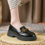 University style leather shoes 2022 women's single spring and autumn leather shoes round head thick heels office lady easy match shoes 668-1