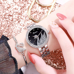 Women watch bracelet watch fashion lady students quartz swan watch set box gift zy037