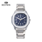 BESTWIN men's watch Square Butterfly Clasp Fashion Steel Calendar Men's casual Quartz Watch 985