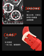 PINTIME Barrel Watch Men's Quartz Watch Watch Multifunctional Luminous Calendar Silicone men's casual  Watch 8132