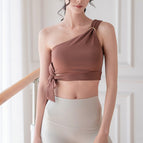 New High Elastic Fitness Yoga Clothes One Shoulder Sports Bra Vest Women's Beauty Back Short Top Yoga Clothes Women's Summer A054