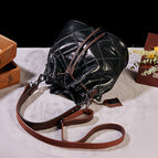 2021 new retro fashion one-shoulder messenger large-capacity cable mouth embroidered lattice bucket female bag 255