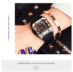 [Ready stock]GUOU fanshion Women Watches Lady Luxury Wristwatches Rubber Silicon Dress Square Quartz Watch