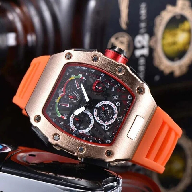 Men's watch 6-Pin Running Seconds Quartz Men's Watch European Barrel-Shaped Watch Multifunctional Watch 9791