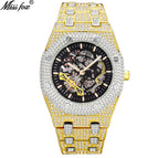 MISSFOX watch European and American explosion models full diamond hollow mechanical watch waterproof luminous stainless steel men's watch V301 Mechanical