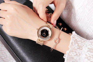 Fashion GUOU 8039 Full Steel Glitter Diamond Ladies Watch Women Watches Women's Watches Gift Clock