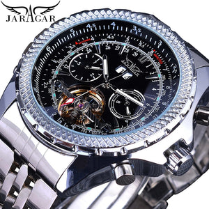 Jaragar Men's Fashion Casual Tourbillon Large Dial Hollow Automatic Mechanical men casual Watch SLZf65