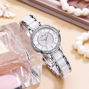 New Light Luxury Fashion Steel Band Butterfly Buckle Ceramic Ladies Watch Luminous Waterproof Watch Women K-8049L