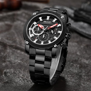 Megir Watch Men's Fashion Large Dial Business Timing Calendar Cross-Border Quartz Men's Watch 2134