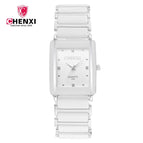 CHENXI Square Couple Watch Women'S Men's Watch Ceramic Watch Fashion Quartz couple Watch CX-104A