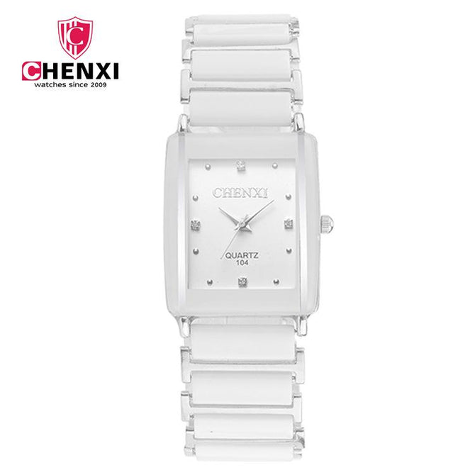 CHENXI Square Couple Watch Women'S Men's Watch Ceramic Watch Fashion Quartz couple Watch CX-104A