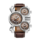 OULM watch for men quartz watch multi-time zone genuine leather quartz causal watch 1167