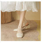 Sandals women's summer 2022 new square toe gentle all-match thick heel sandals women's small fragrance sandals women 17834-3