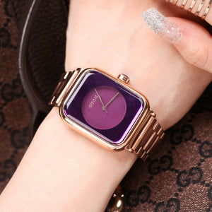 Fashion GUOU 8162 Top Brand  Steel No Fade Hardlex Rectangle Quartz Wristwatches Wrist Watch for Women Female Girls